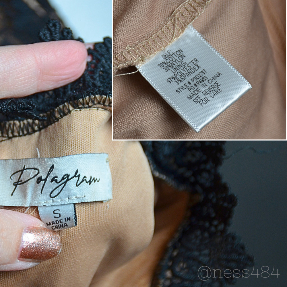 Polagram Black‎ Lace Mock Neck Sheath Dress Small - Picture 5 of 5